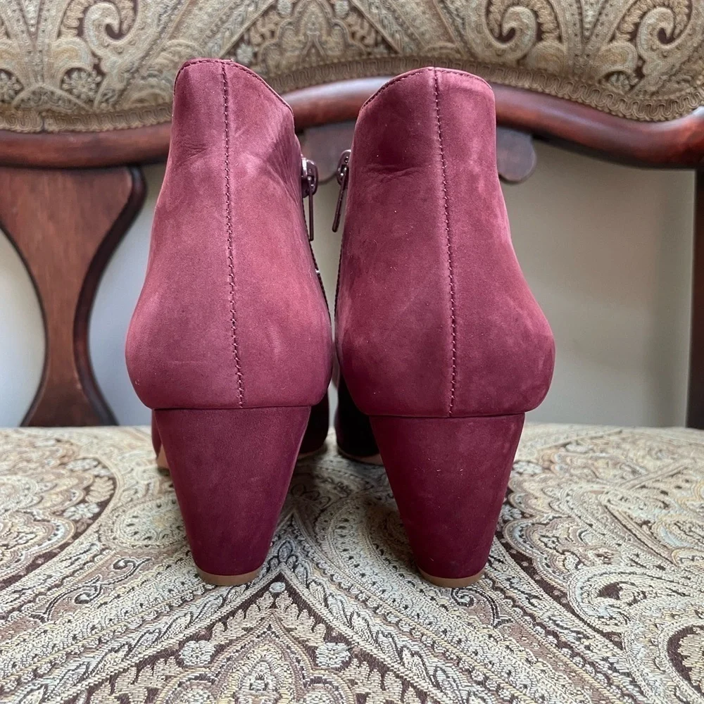 Loeffler Randall Nanette Burgundy Wine Suede Leather Booties Boots Shoes Size 8